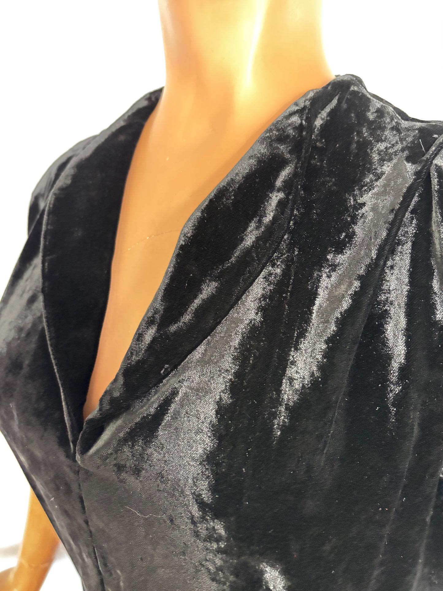3XL | Black Velvet 1940s Style Dress