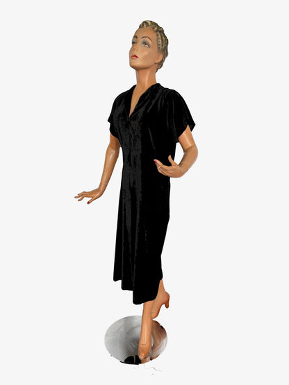 3XL | Black Velvet 1940s Style Dress