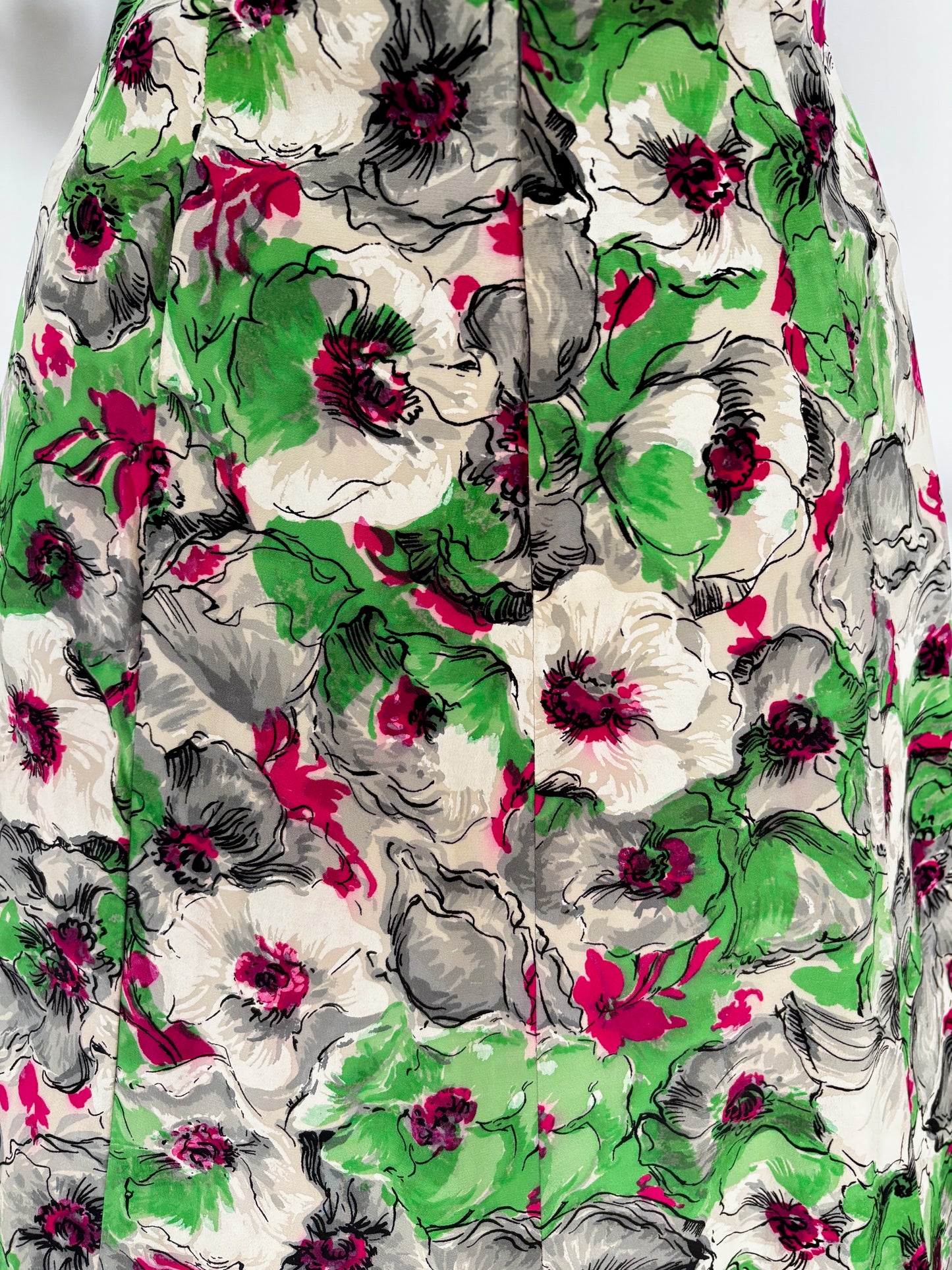 M | 1950s Silk Floral Dress