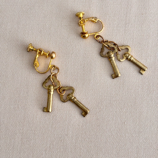 1940s/50s Keys Screw-back Earrings