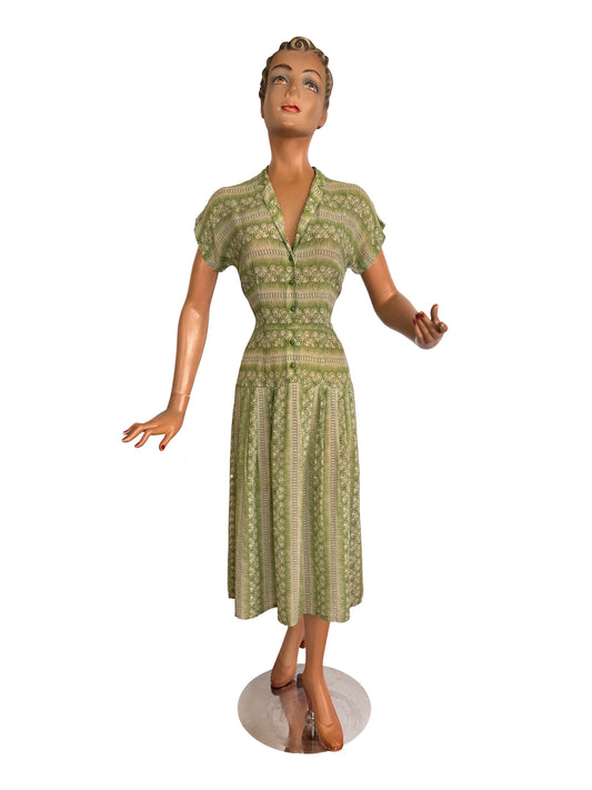 XS | 1940s Georgiana Semi Sheer Silk Dress