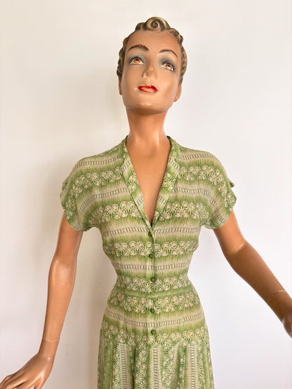 XS | 1940s Georgiana Semi Sheer Silk Dress