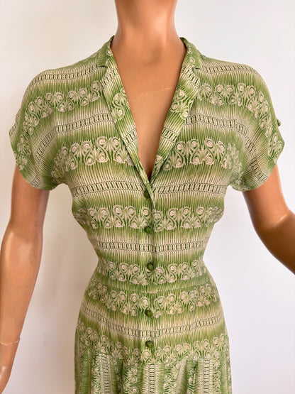 XS | 1940s Georgiana Semi Sheer Silk Dress