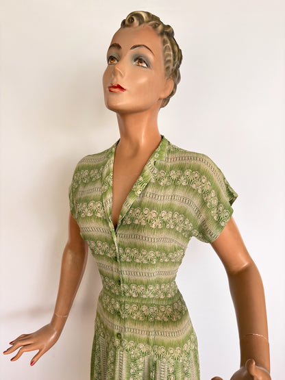 XS | 1940s Georgiana Semi Sheer Silk Dress