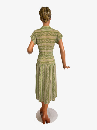 XS | 1940s Georgiana Semi Sheer Silk Dress