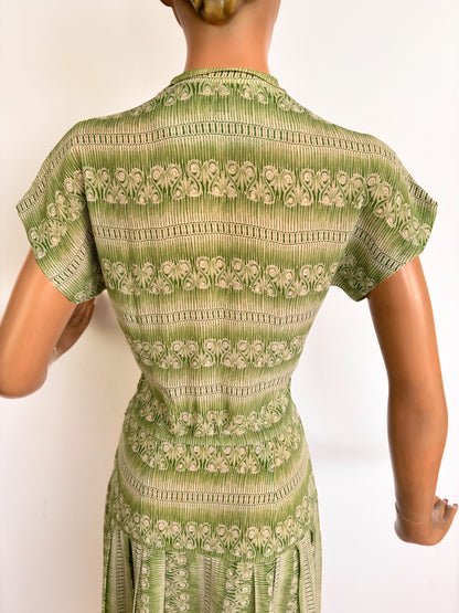 XS | 1940s Georgiana Semi Sheer Silk Dress