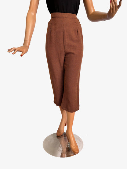 S | 1950s Style High Waisted Wool Capri Pants