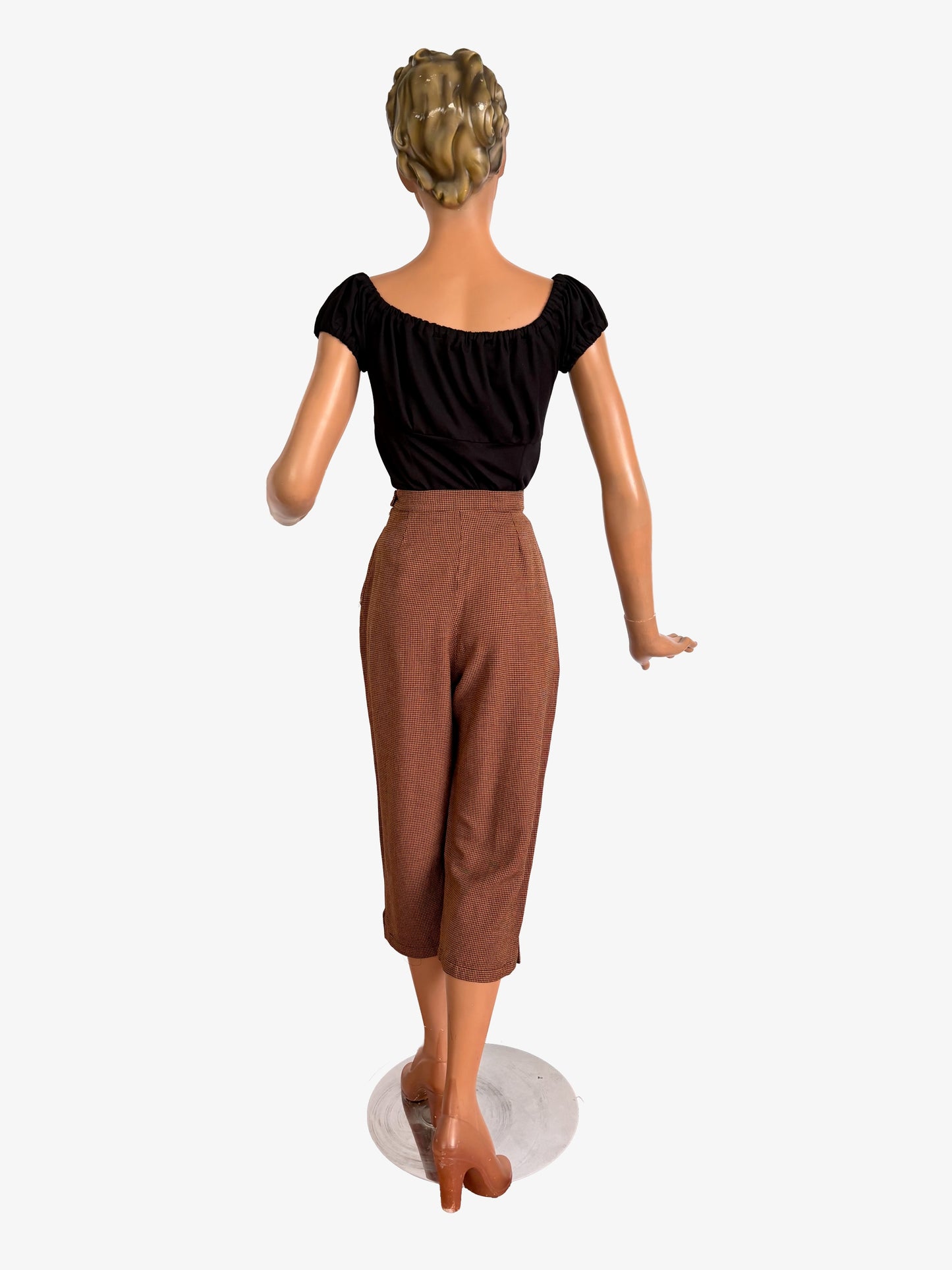 S | 1950s Style High Waisted Wool Capri Pants