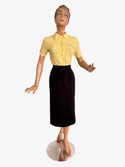M/L | 1940s 1950s Yellow Wool Knit Top