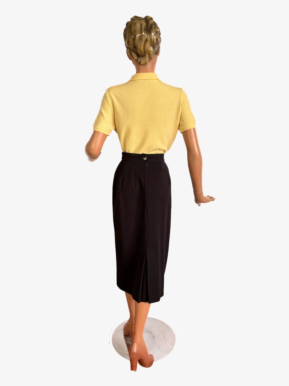 M/L | 1940s 1950s Yellow Wool Knit Top
