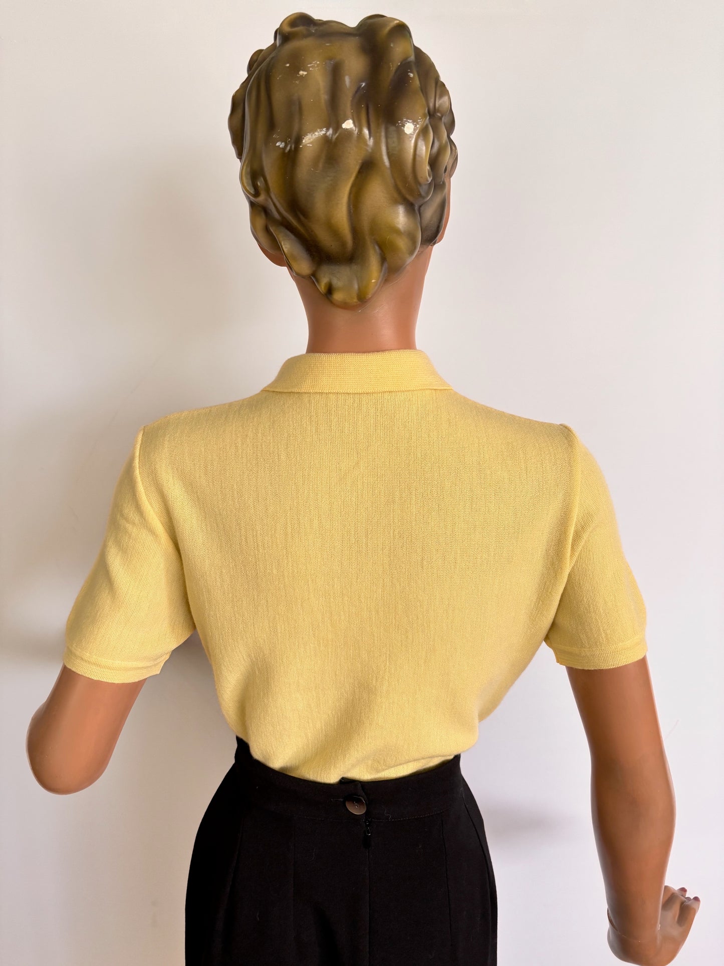 M/L | 1940s 1950s Yellow Wool Knit Top