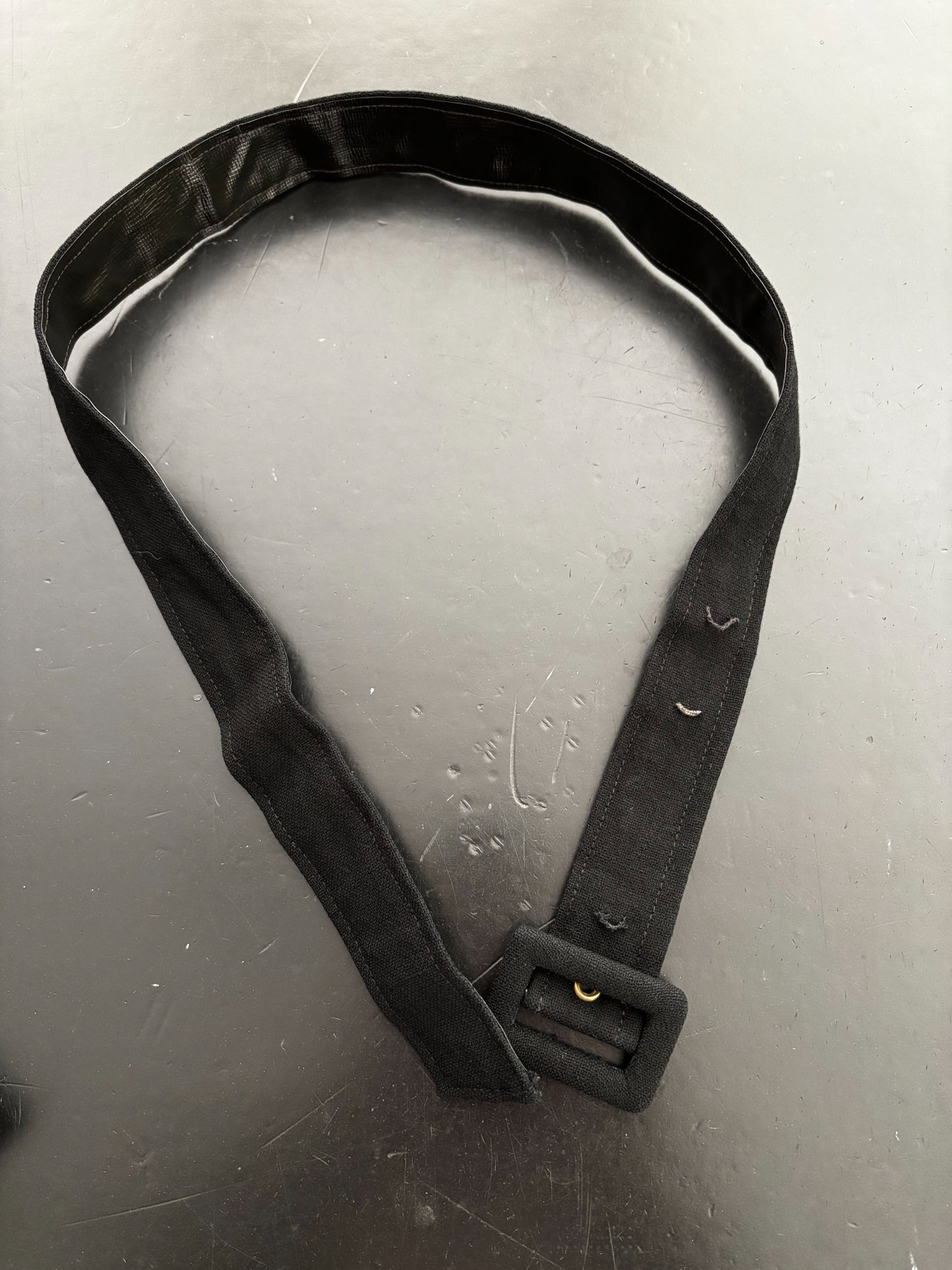 M | 1950s / 1960s Black Wool Dress by Saxia With Revere Collar