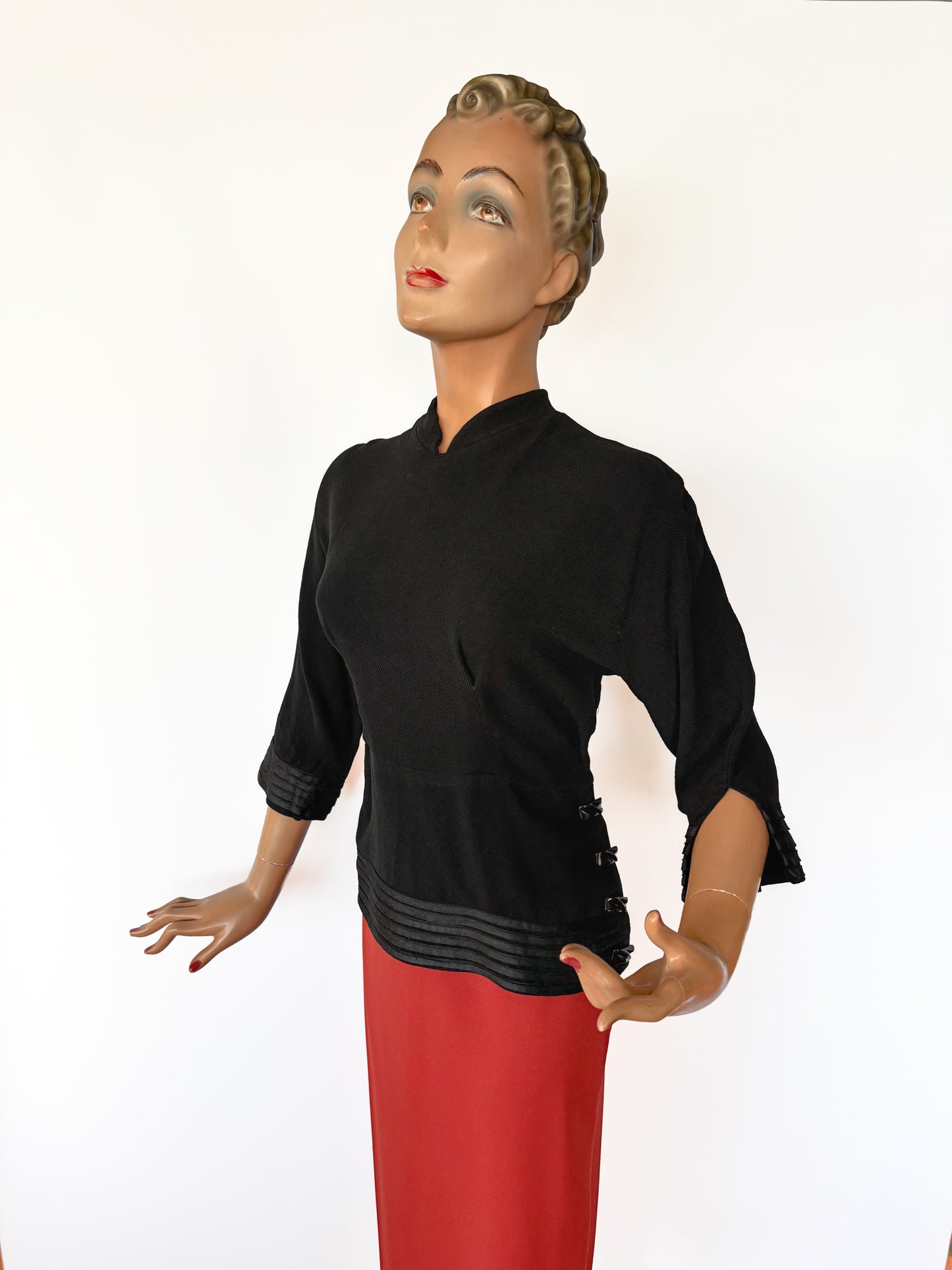 1920s/30s Wool Crepe Tunic Flapper Top | Medium