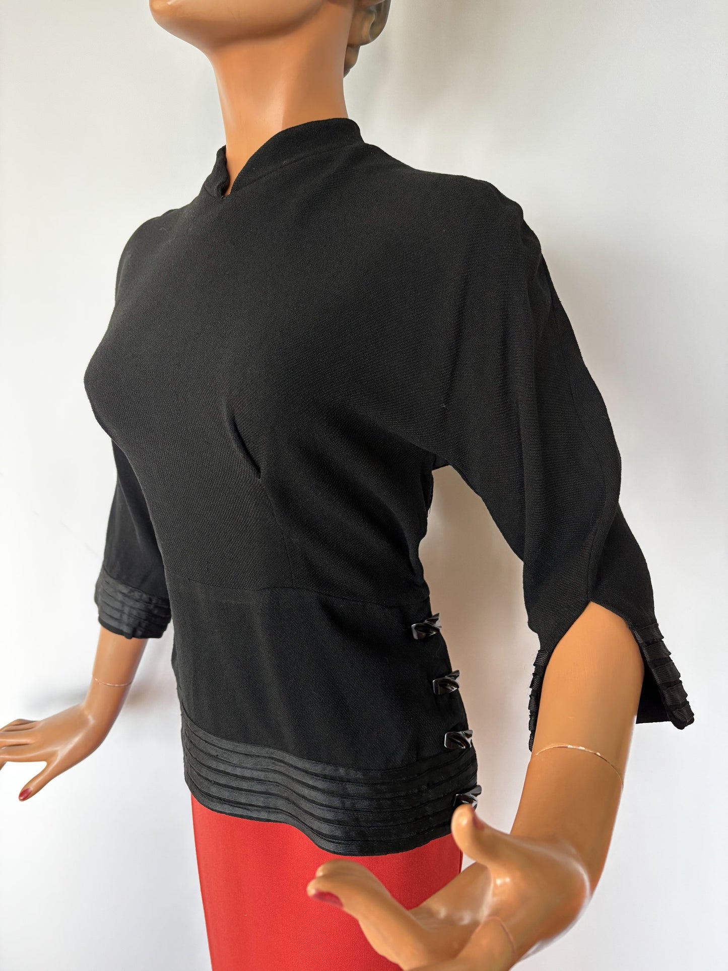 1920s/30s Wool Crepe Tunic Flapper Top | Medium