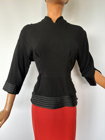 1920s/30s Wool Crepe Tunic Flapper Top | Medium