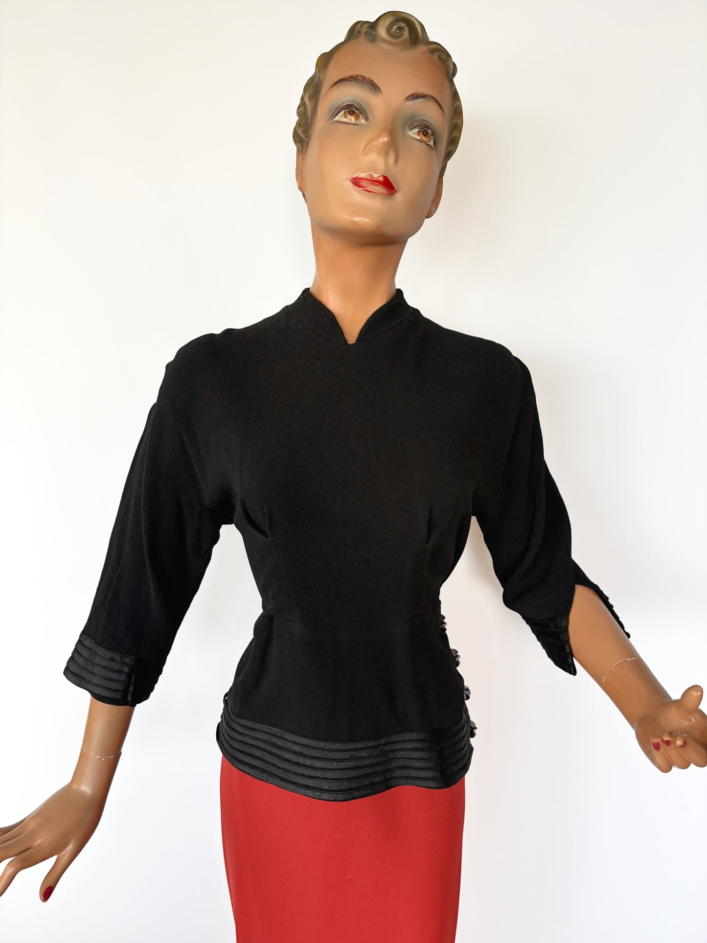 1920s/30s Wool Crepe Tunic Flapper Top | Medium