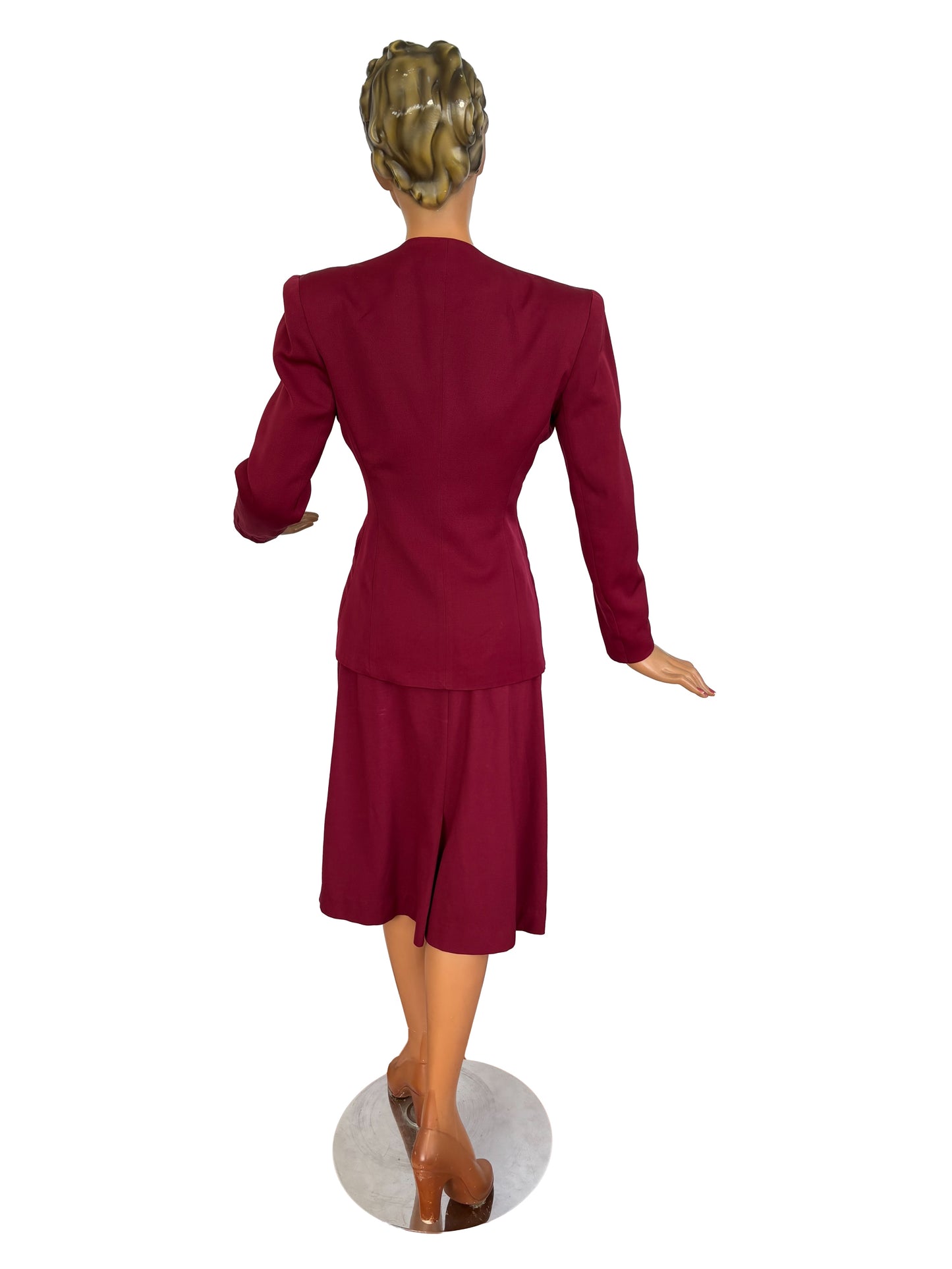 1940s  Irving Schechter Burgundy Jacket with Matching Skirt | Size XS/S