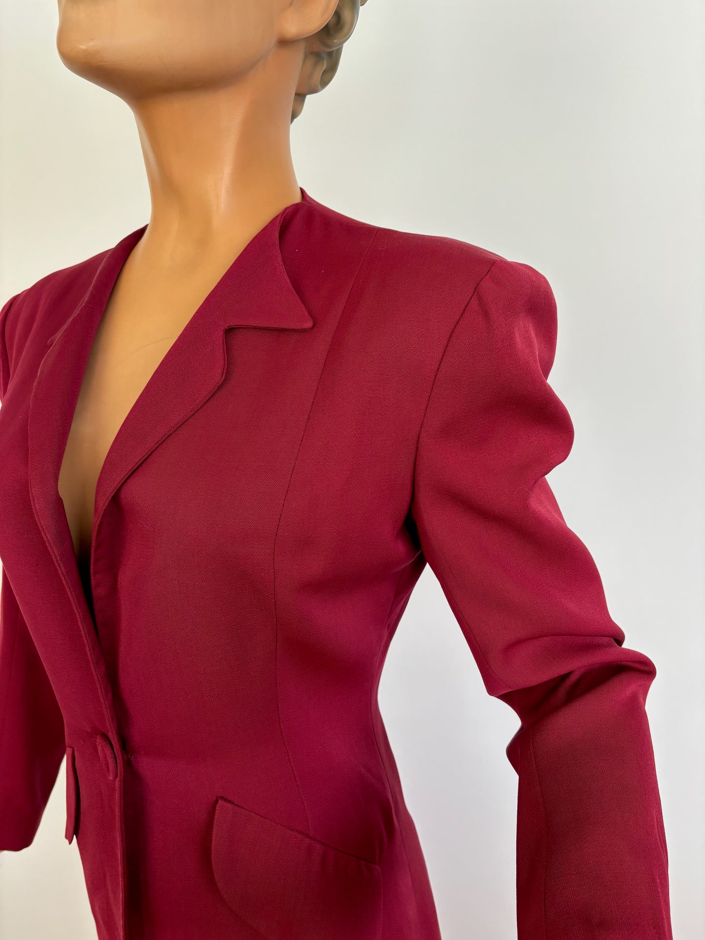 1940s  Irving Schechter Burgundy Jacket with Matching Skirt | XS/S