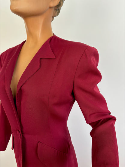 1940s  Irving Schechter Burgundy Jacket with Matching Skirt | XS/S