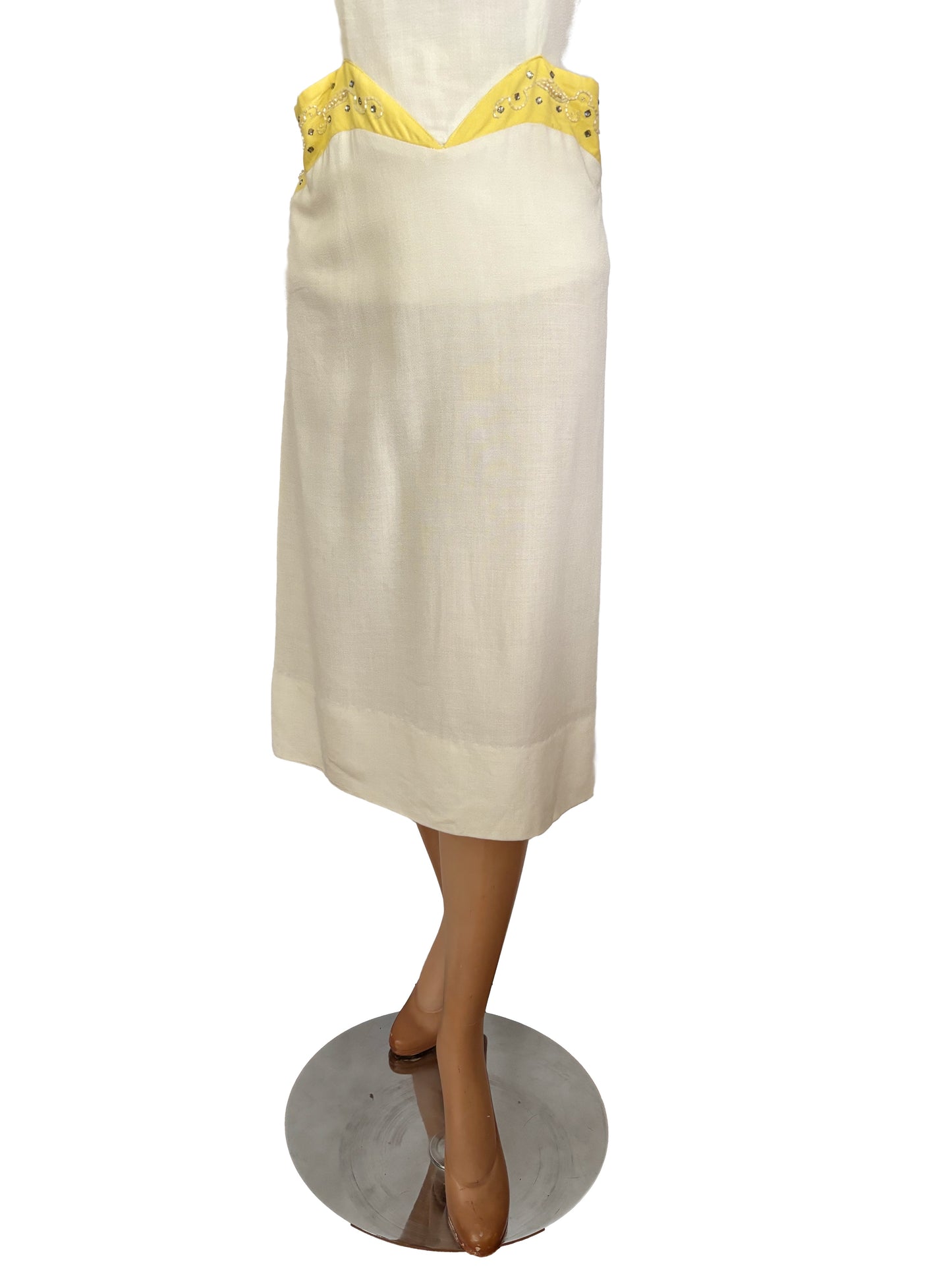 1950s Rhinestones Pencil Dress | XXS