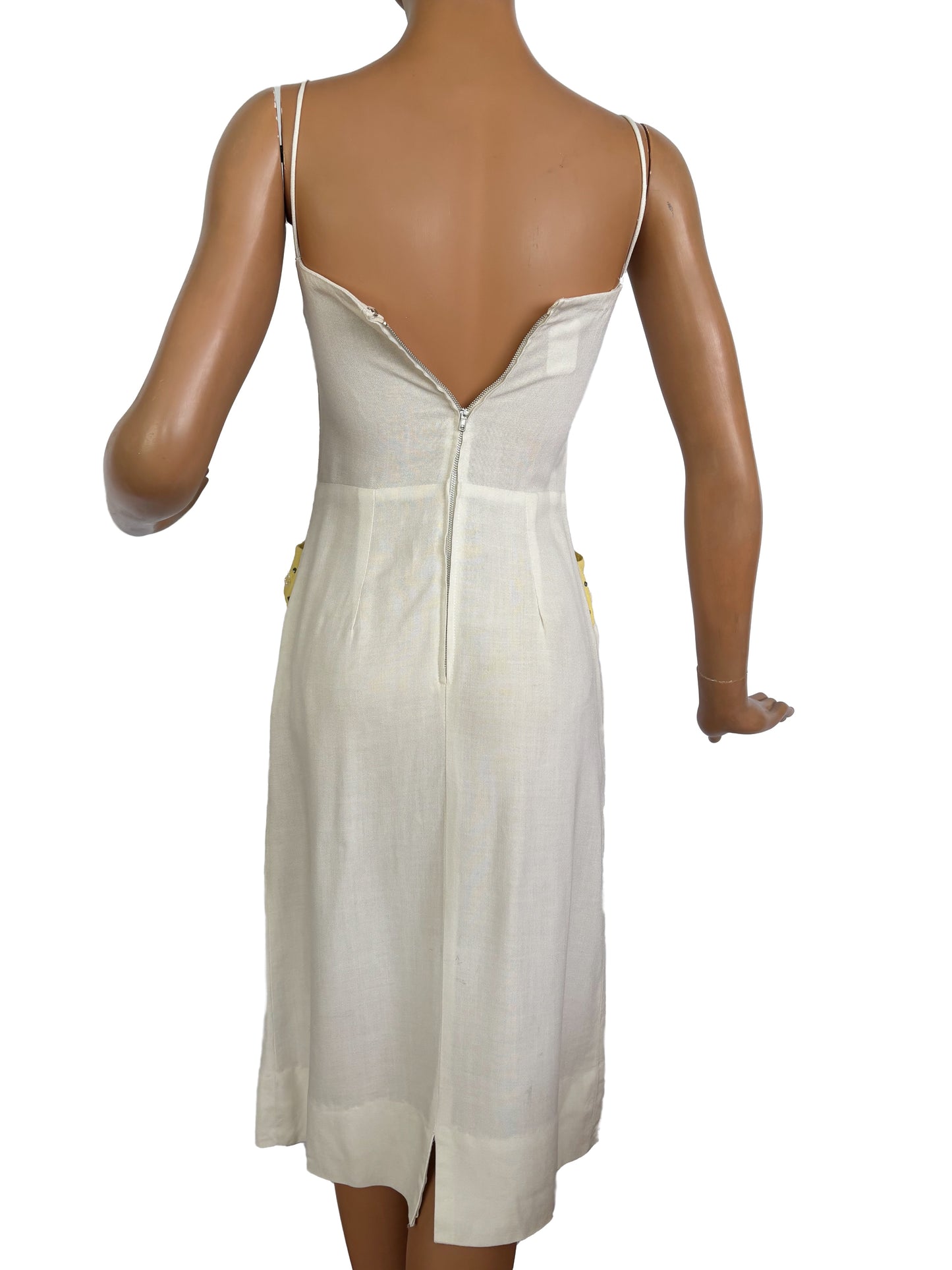 1950s Rhinestones Pencil Dress | XXS
