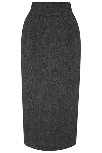 Jitterbug Pencil Skirt Grey Slub