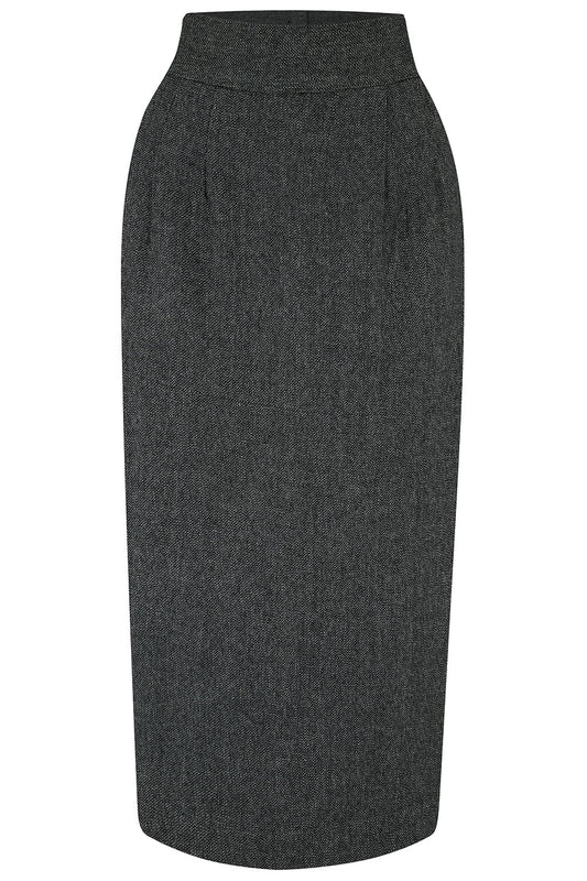 Jitterbug Pencil Skirt Grey Slub