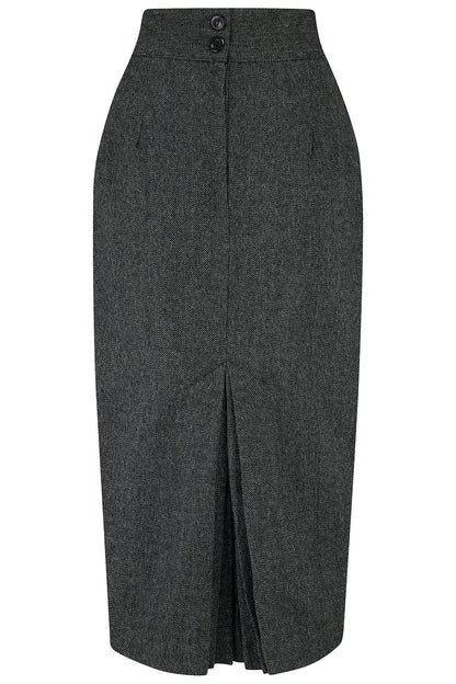 Jitterbug Pencil Skirt Grey Slub