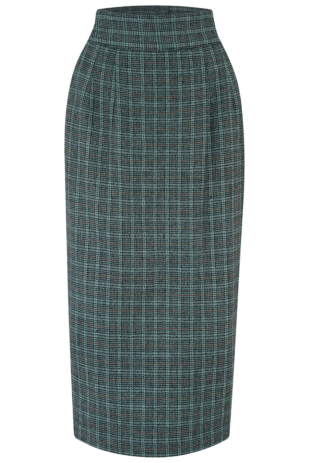 Jitterbug Pencil Skirt Teal Grey Check