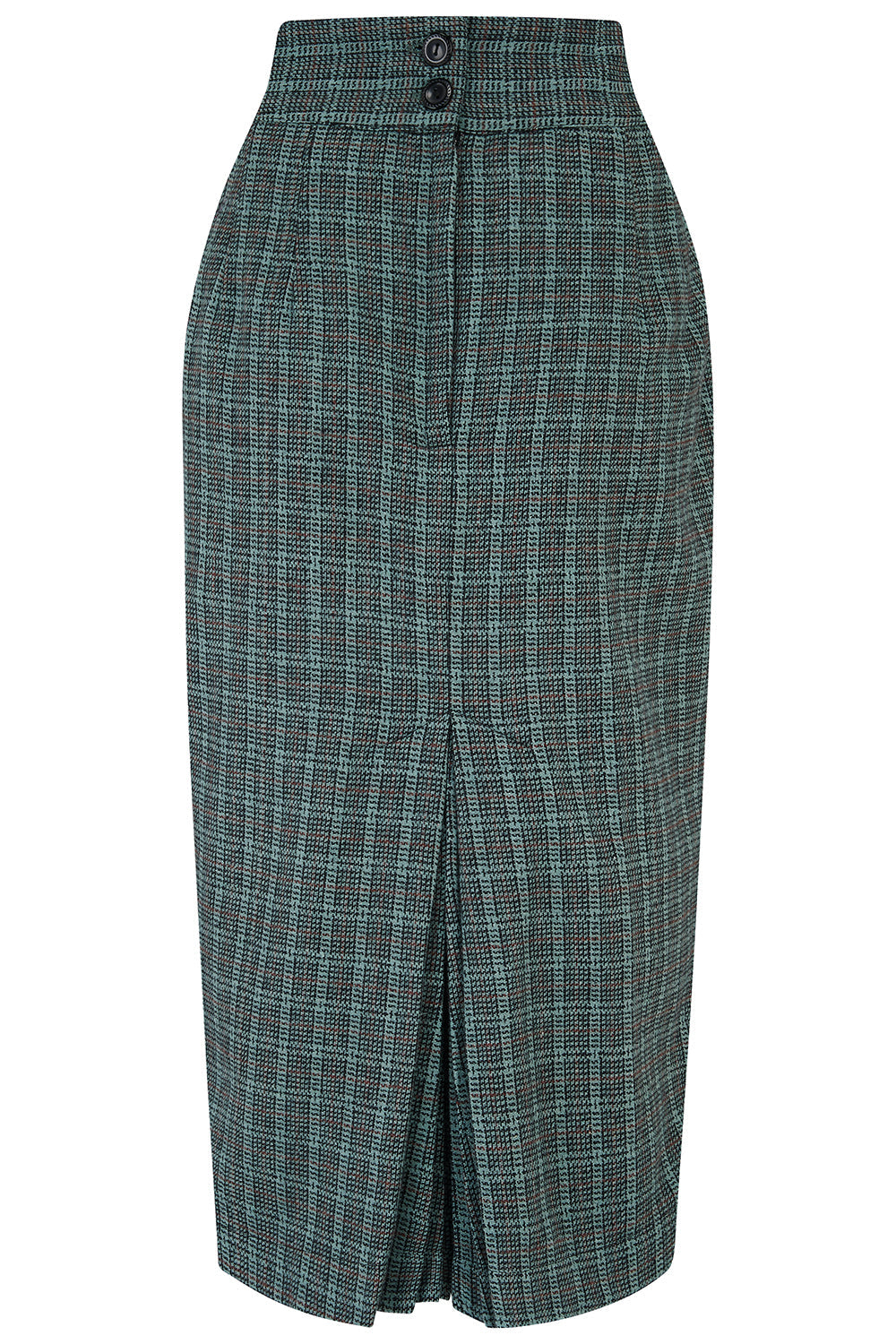 Jitterbug Pencil Skirt Teal Grey Check