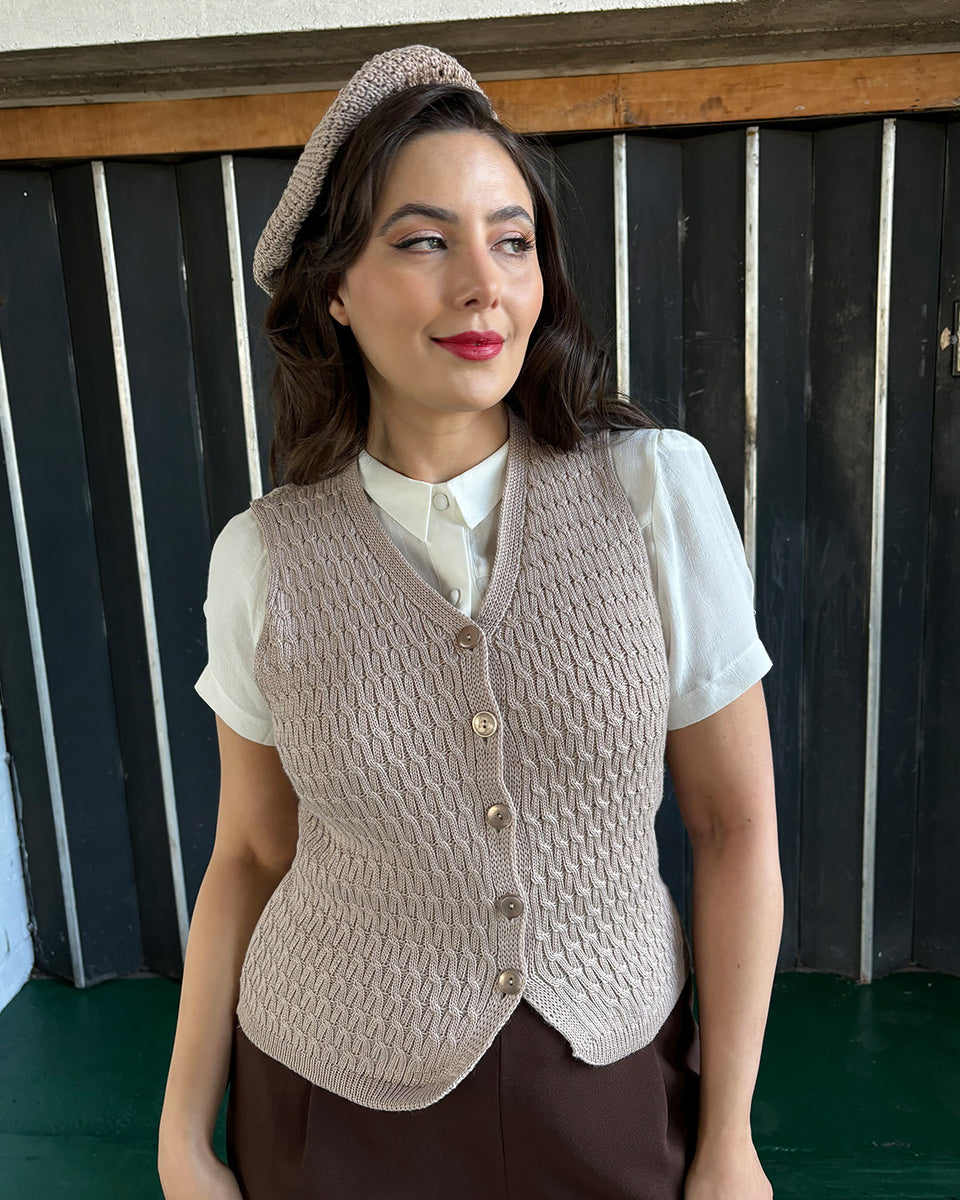 The House of Foxy Knitted Waistcoat - Pearl