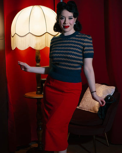 Rock n Romance Vera Short Sleeve Pullover Peacock Blue