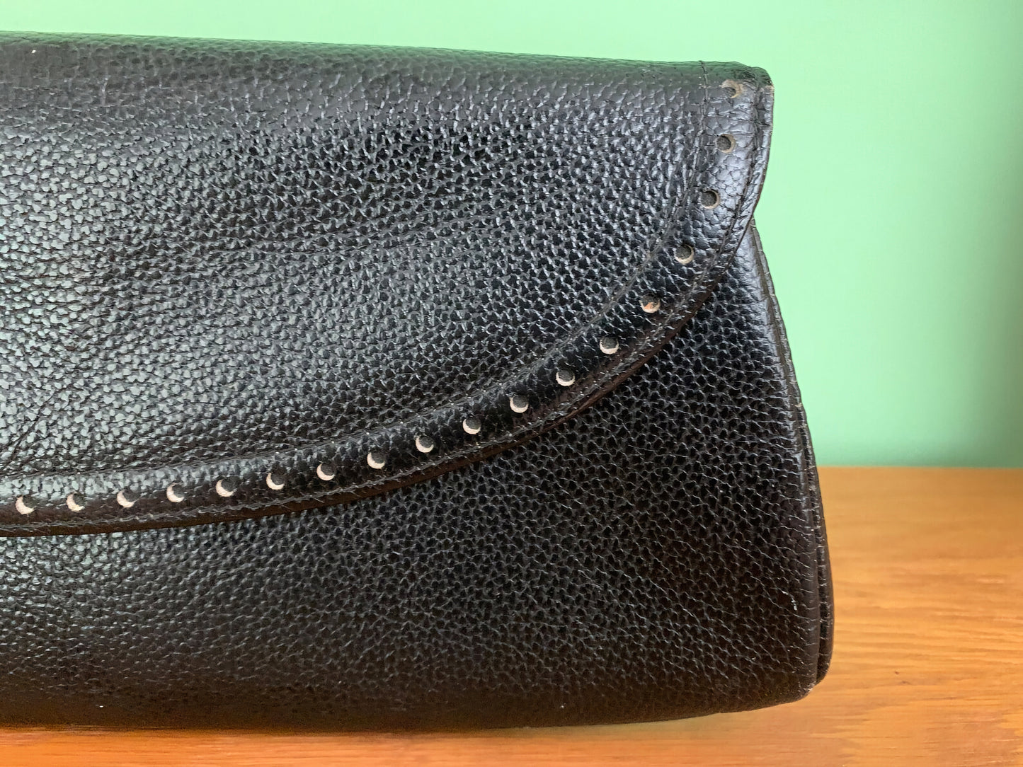 1950s Textured Leather Clutch Bag