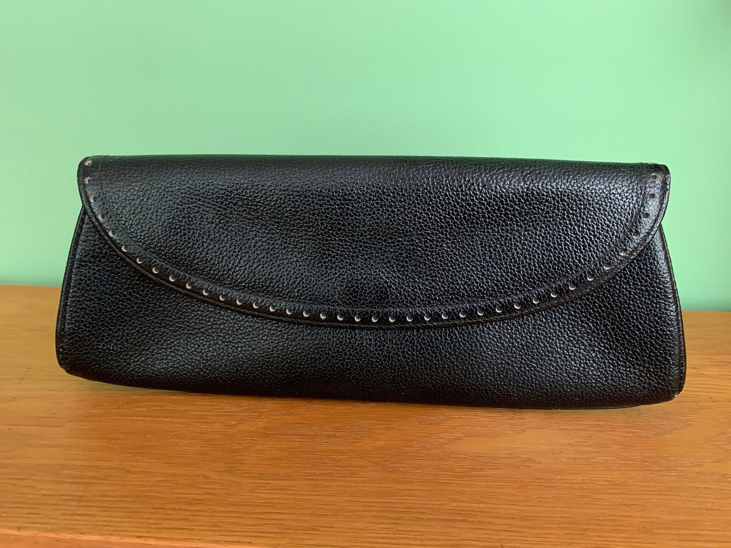 1950s Textured Leather Clutch Bag