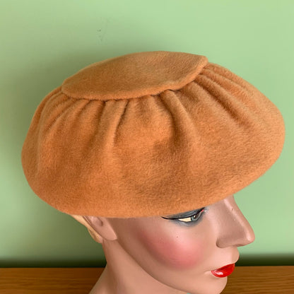 1950s Beige Orange Mushroom Hat