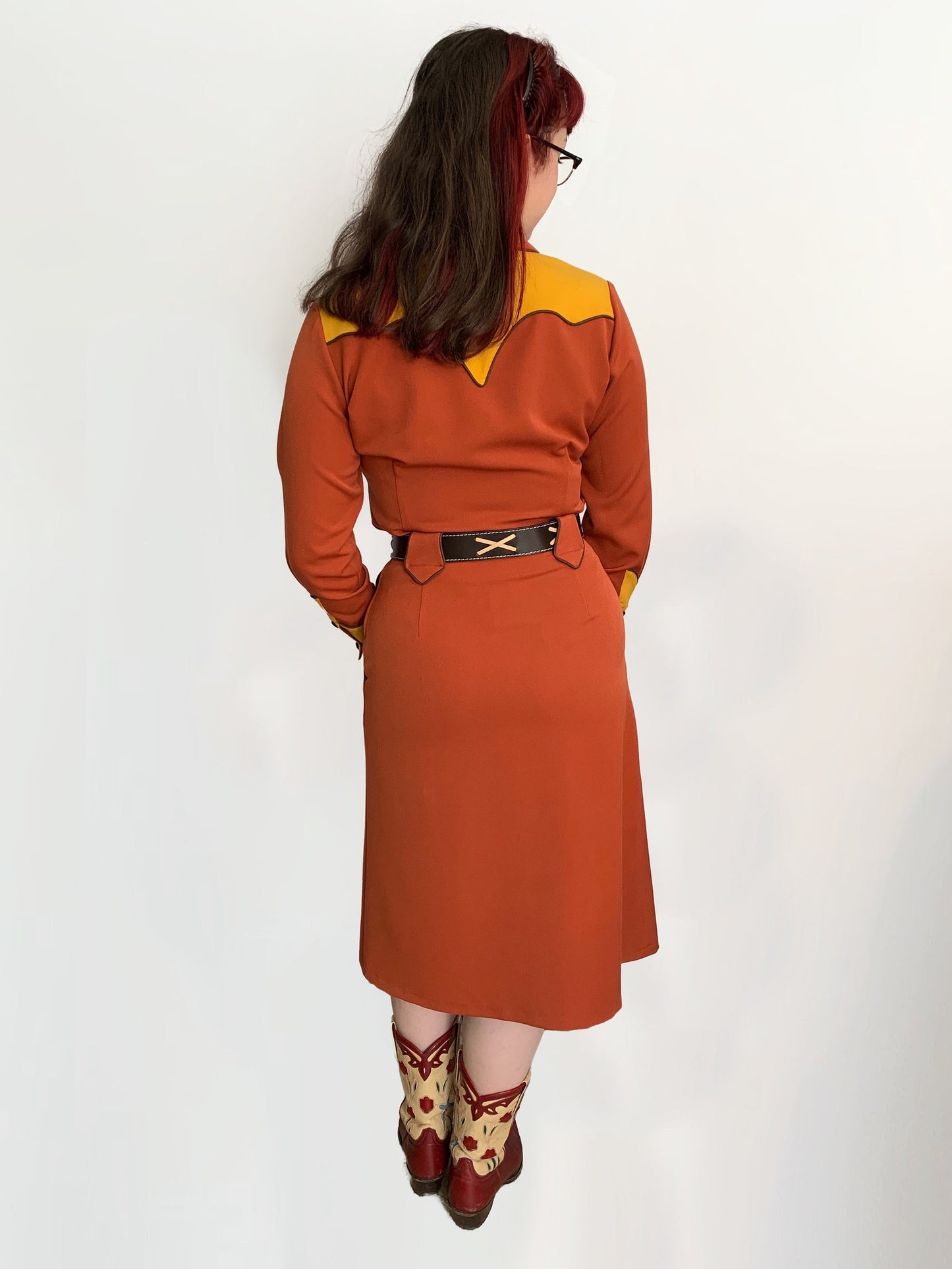 Mary Lou 1940er Westernbluse Rostbraun - Auf Bestellung