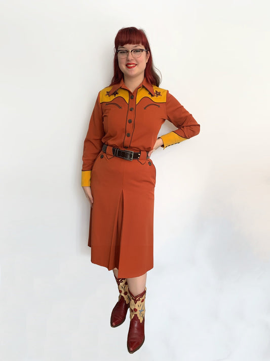 Lily-Mae 1940s Western Skirt Rust Brown - Made to Order