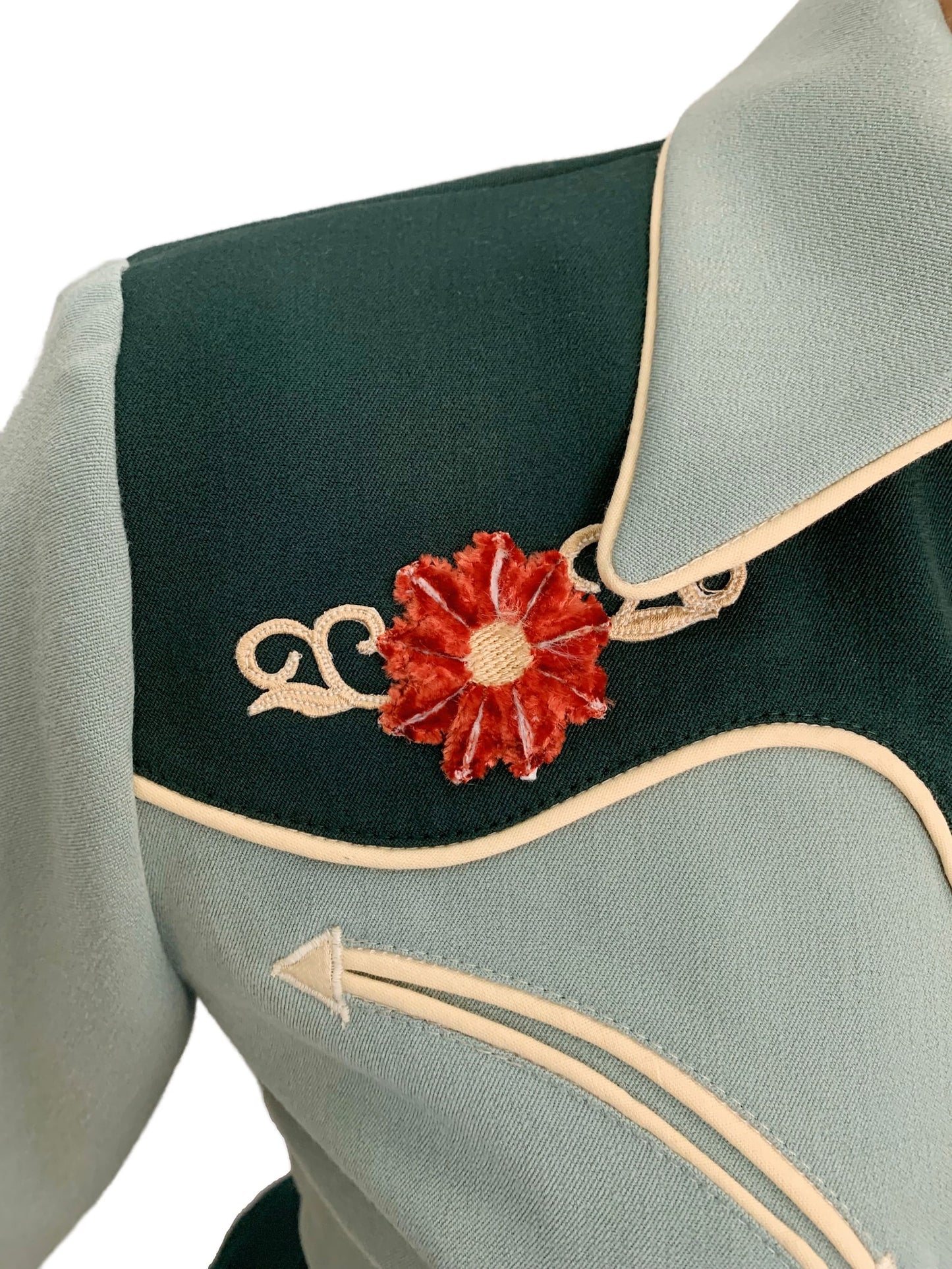 Mary Lou 1940er Westernbluse Grün - Auf Bestellung