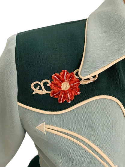 Mary Lou 1940er Westernbluse Grün - Auf Bestellung