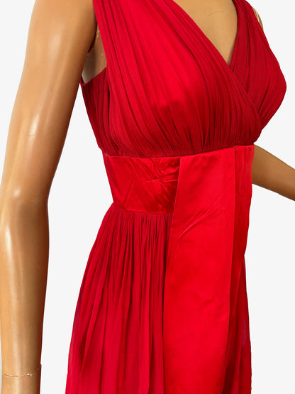 1950s Red 'Roos Bros' Chiffon Dress | XS