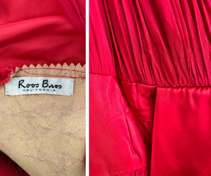 1950s Red 'Roos Bros' Chiffon Dress | XS