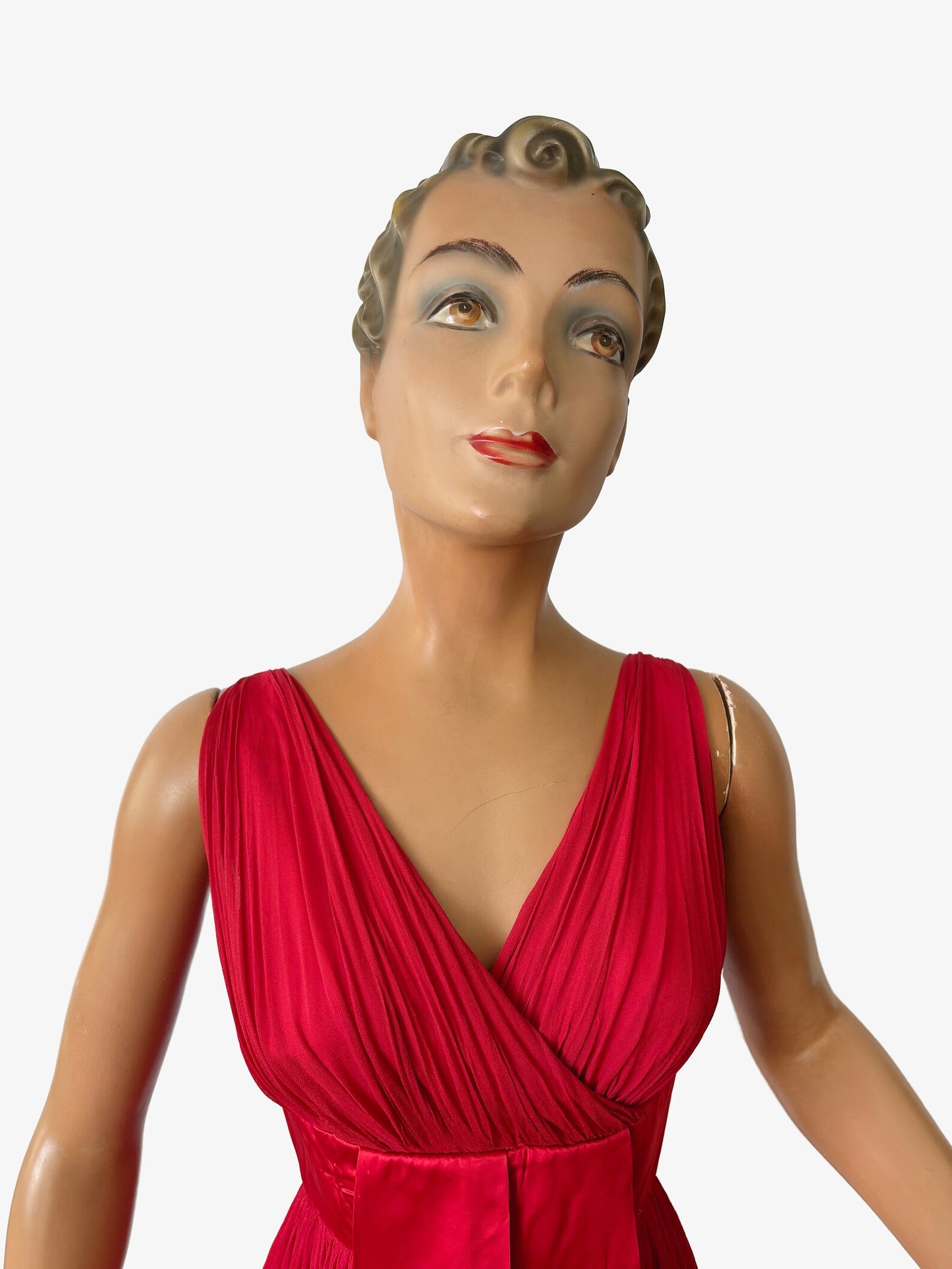 1950s Red 'Roos Bros' Chiffon Dress | XS