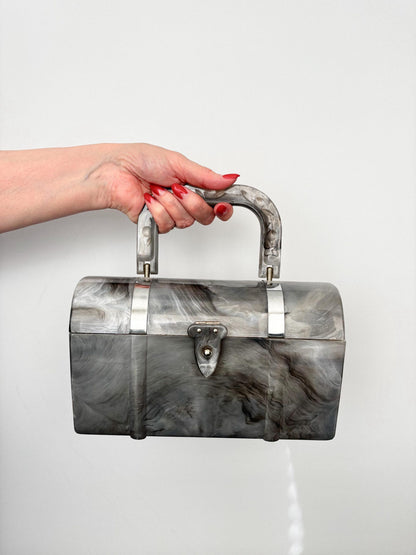 1950s Grey Marbled Lucite Toolbox Bag