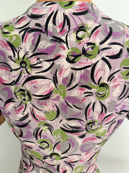 S | 1940s Rayon Day Dress