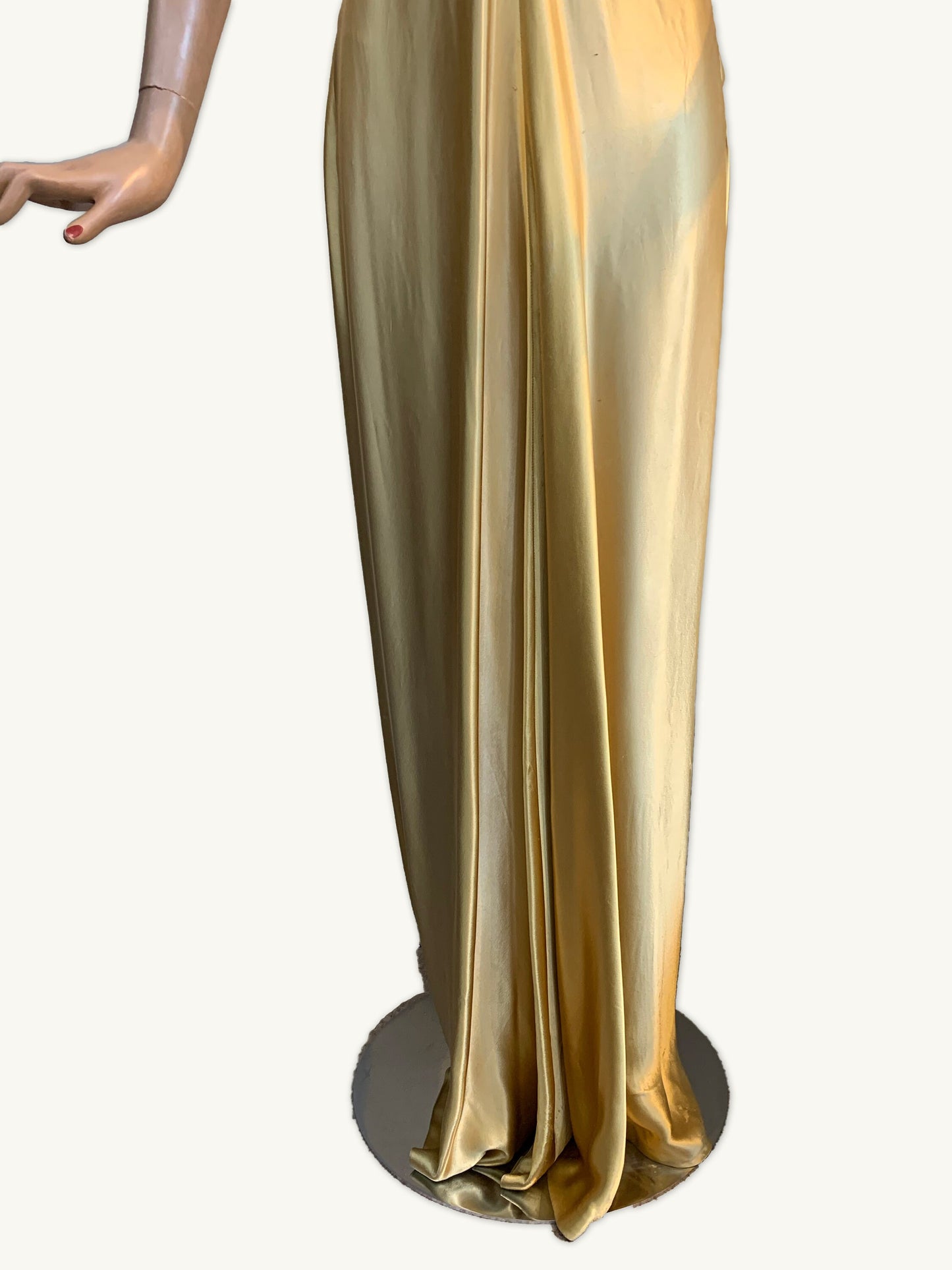 S | 1920s Old Hollywood Glam Liquid Satin Silk Gold Dress