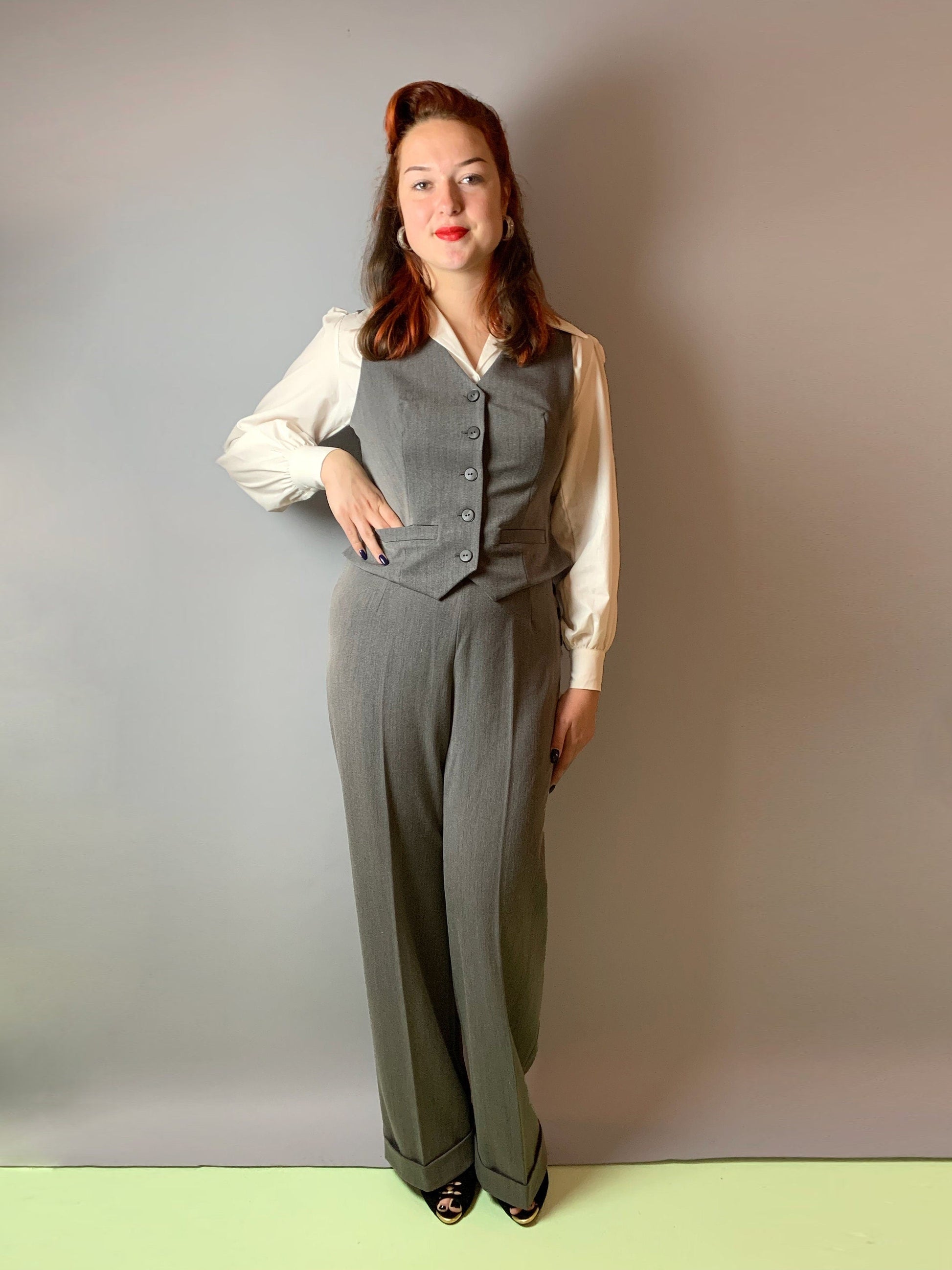 Garbo 1940s Swing Trousers Grey – Lily Scarlet