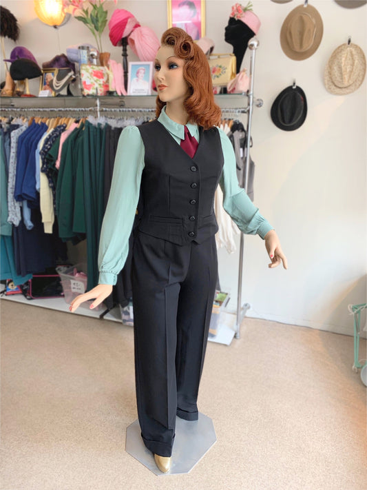 Garbo 1940s Swing Trousers Black