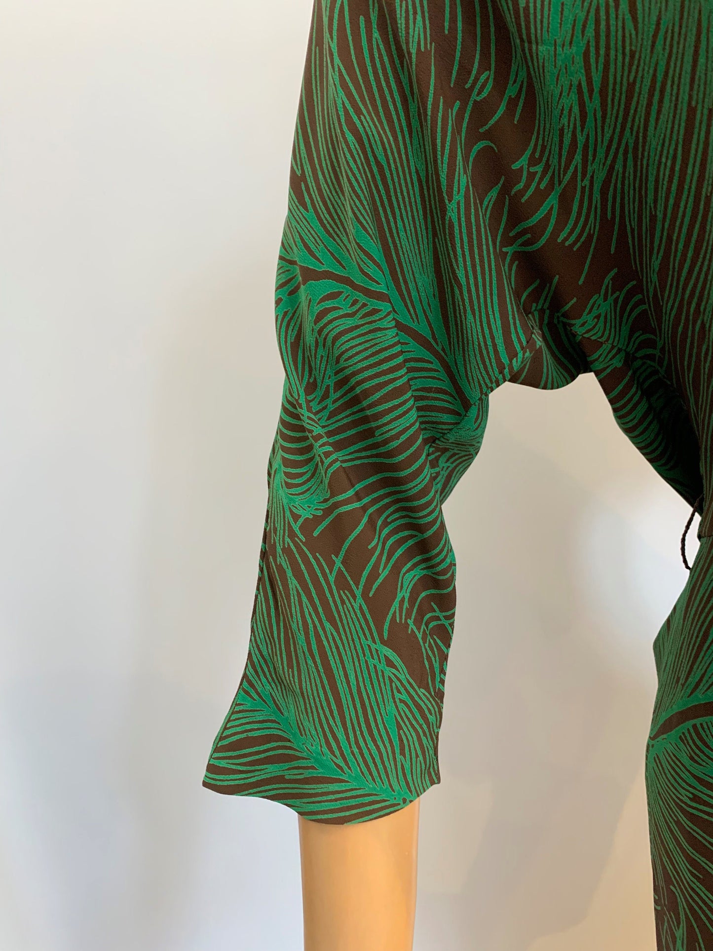 S/M | 1930s Peacock Feather Print Dress