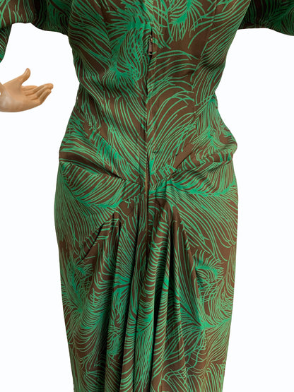 S/M | 1930s Peacock Feather Print Dress