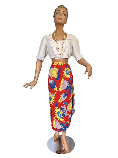 1950s White Cotton Patio Crop Top | L